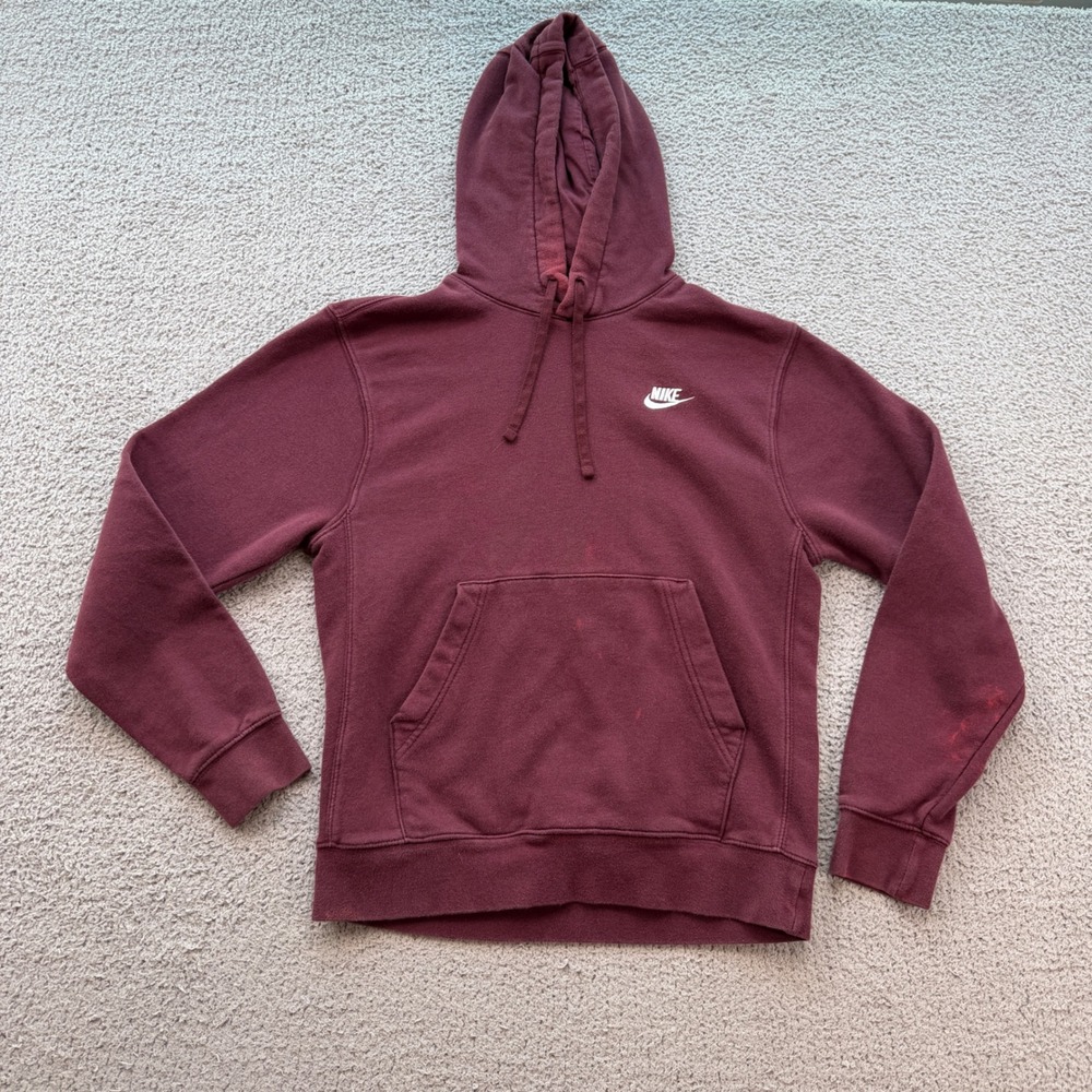 Nike Mens Club Fleece Hoodie Burgundy Maroon XS BV2654-681